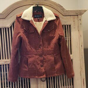Reaction Kenneth Cole Sherpa Lined Brown Corduroy Jacket Size Medium